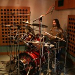 Andy playing drums Andy hits the skins